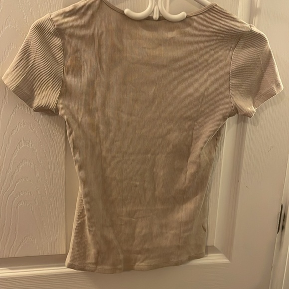 Beige Ribbed T-Shirt Small - Picture 5 of 6
